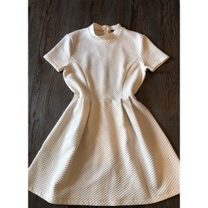 Cream short-sleeved skater dress